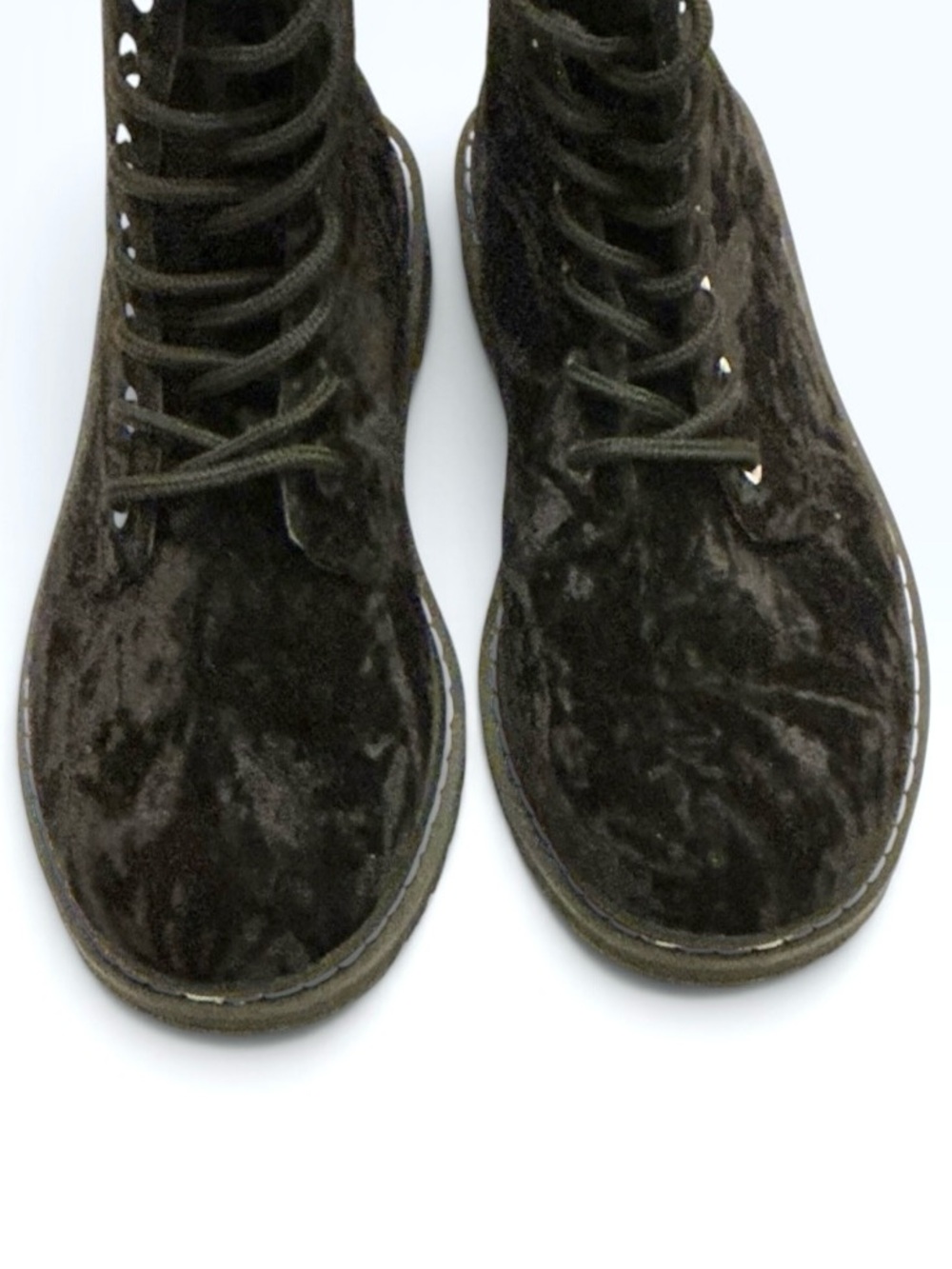 Torrid Plus Size Combat Ankle Boots Crushed Black Velvet Extra Wide Width - 9WW - Picture 6 of 16